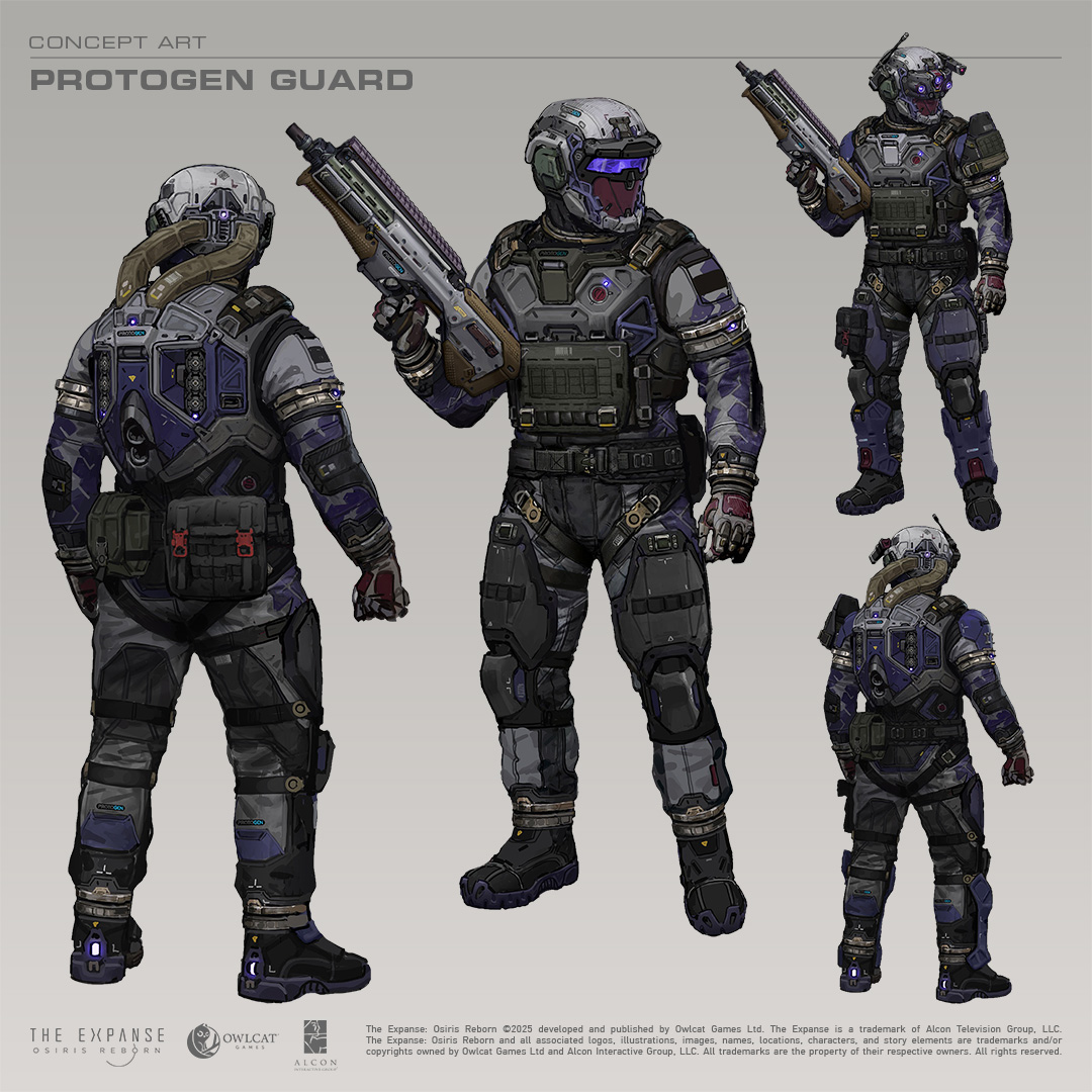 TheExpanseRPG's tweet image. Protogen is a private company from Earth. Not overly-famous, but extremely well-founded, they can afford the best possible equipment for their security force. Crossing paths with them definitely means trouble.