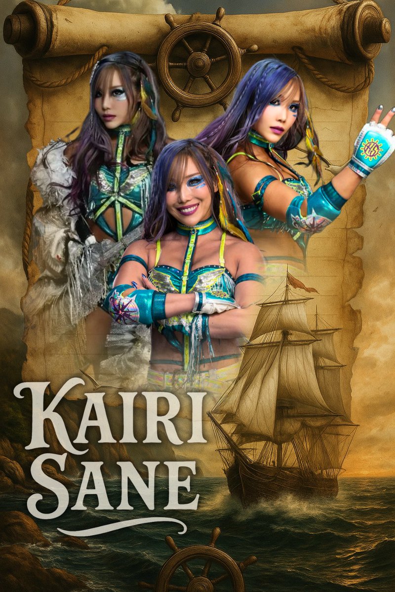 🏴‍☠️ DAILY POSTER – DAY 50
From the stormy seas of Japan to the grandest stage in WWE,
 Kairi Sane has sailed through every challenge with heart, courage, and honor.

She’s a beacon of light and strength in every battle
#WWERaw  #PiratePrincess <a href="/KAIRI_official/">Kairi Sane</a>