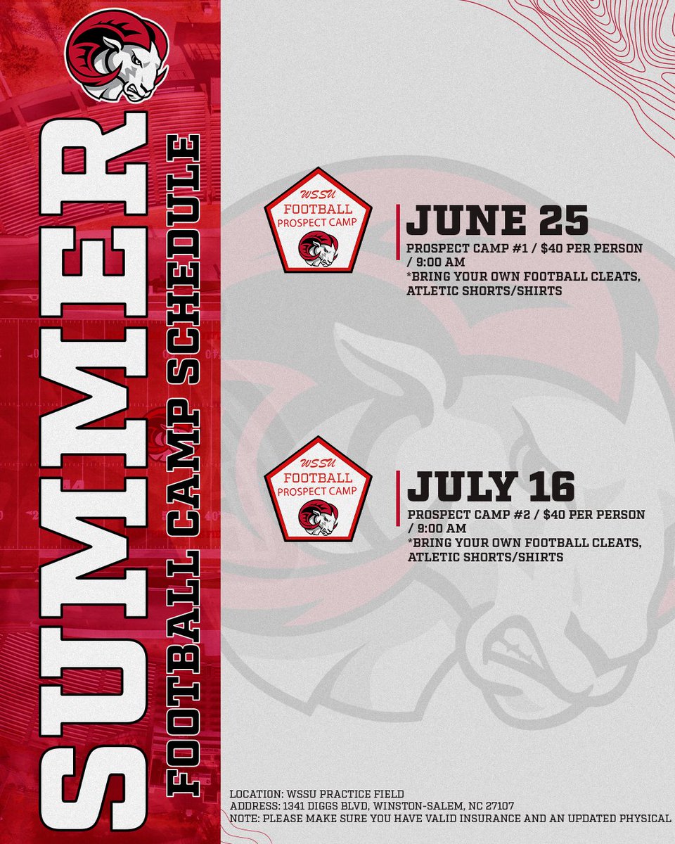 Only 2 more chances to earn an offer. The 7 on 7 tournament rush Friday and the prospect camp next Wednesday. If you haven't signed up for next week do it now!! Become apart of the Ramily. wssurams.com/sports/2025/5/…