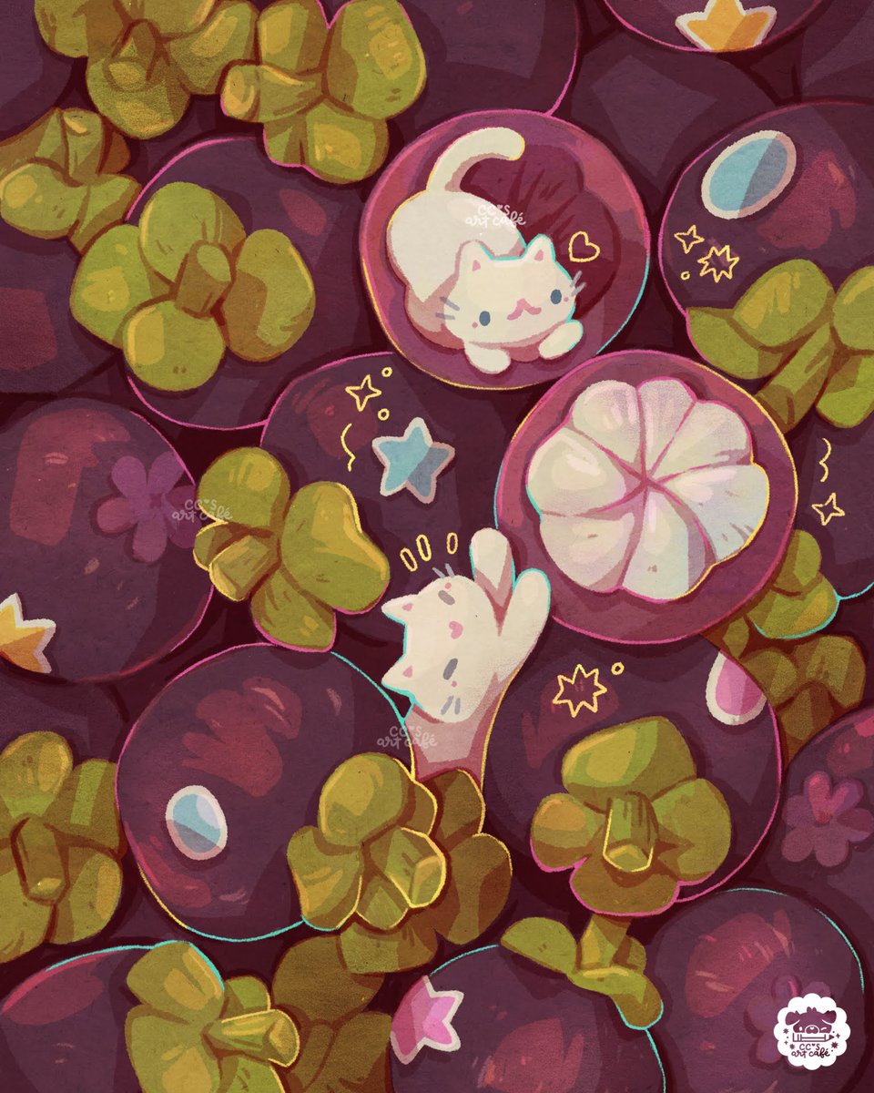 ccsartcafe's tweet image. A collection of cutie fruities 馃┓
Obsessed with the cute round shape of mangosteen (and the flavor)!! 10/10 fruit. I had a lot of fun working on this lil phone wallpapers for my patrons 馃