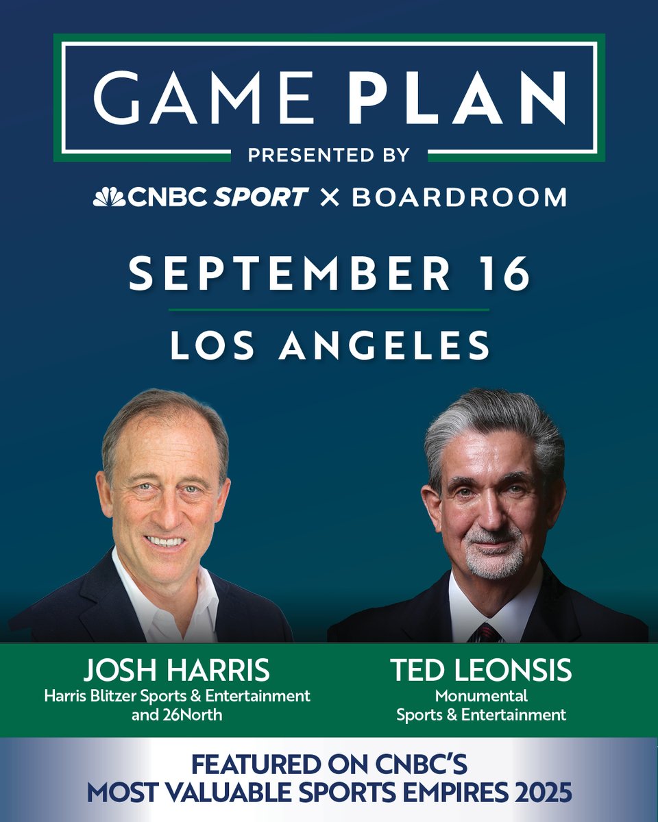 CNBC unveiled its Most Valuable Sports Empires 2025 list yesterday — and two of the owners ranked on the list will be at CNBC's Game Plan event. 

See who else made the list and join us at #GamePlan25 on September 15!

Game Plan tickets: cnb.cx/4080edk
Empires list: