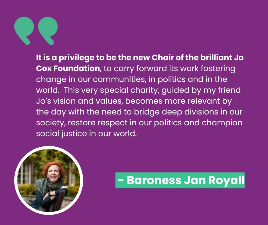 We’re delighted to announce that Jan Royall, Baroness Royall of Blaisdon, has been appointed as our new Chair of Trustees, and will take up the role in September 2025.

🔗jocoxfoundation.org/2025/07/10/the…