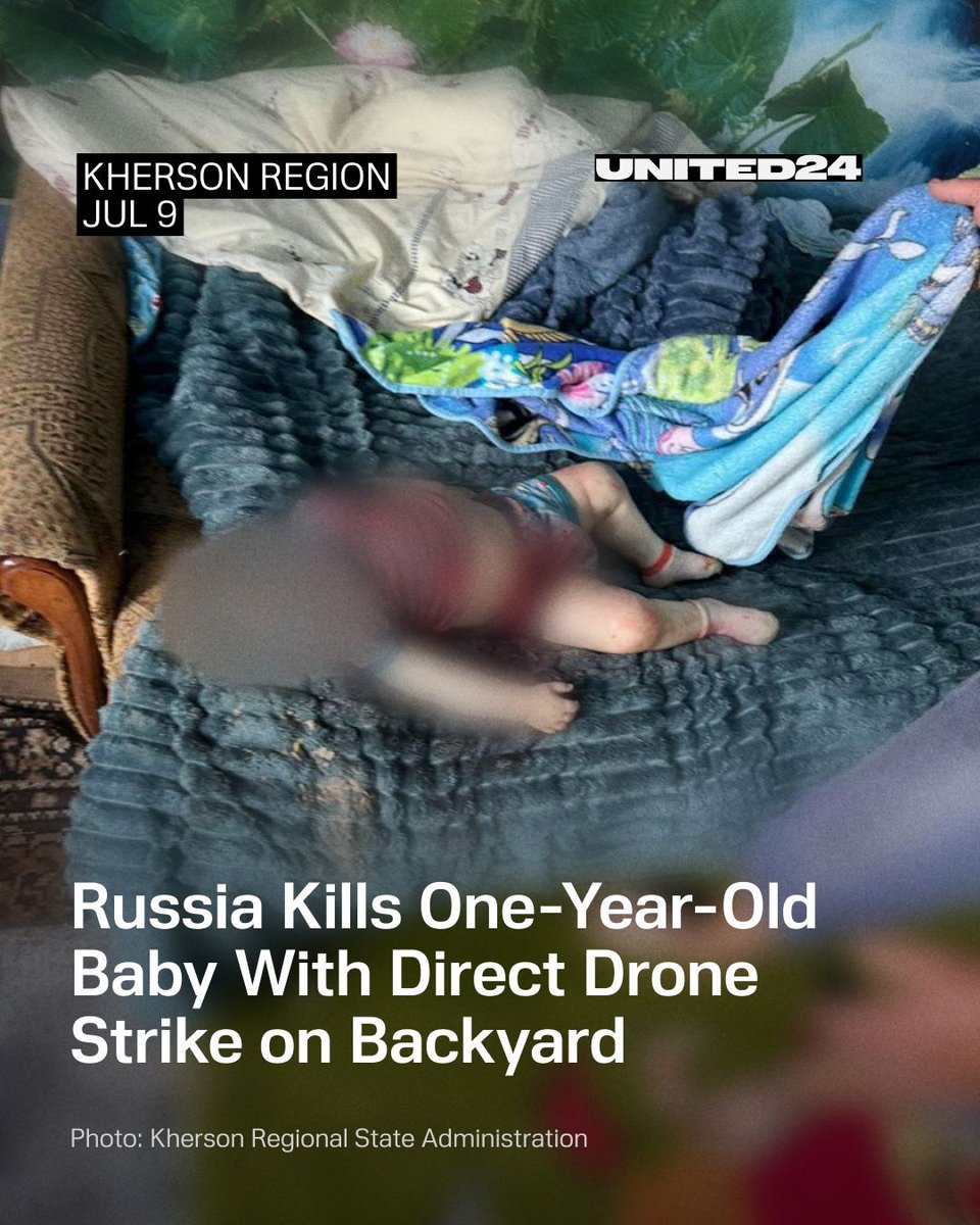 🔴 Russians killed a one-year-old child with a precision drone strike on a residential backyard in Kherson region.

(1/2)