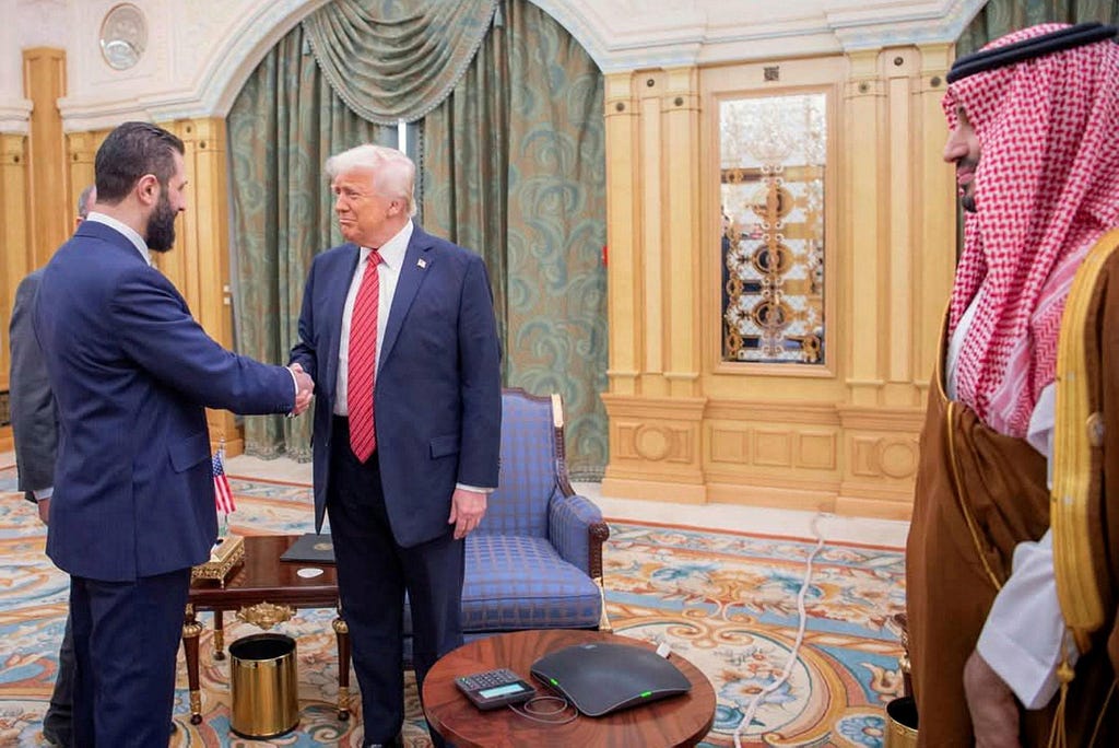 mazzenilsson's tweet image. Remember boys and girls, anyone can be a friend. Because apparently, a single handshake with Trump and bin Salman is enough for everything to be forgotten.
The man who until then had been a "mass murderer" suddenly became "Syria's new hope."
It turns out the bloodshed isn't…
