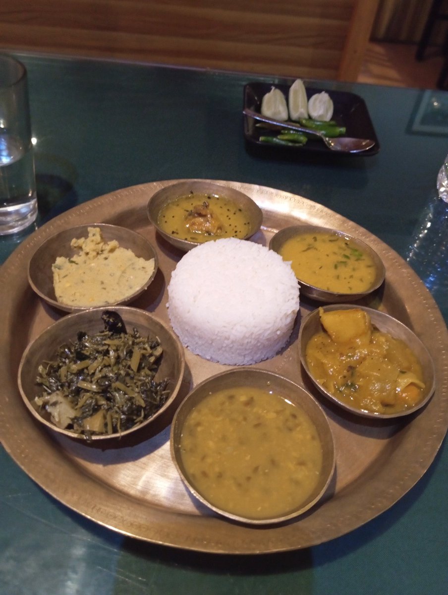 NandSahu463076's tweet photo. Delicious Assamese Veg thali I had in Guwahati. Assam lemon or nemu tenga enhances the taste of Dal-rice. A unique experience. #Assam #nemutenga #indianfood #Indiancuisine https://t.co/UOvlSJI56C