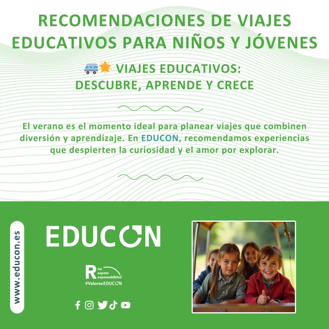 Recomendaciones de Viajes Educativos para Niños y Jóvenes
🚐🌟 Viajes Educativos: Descubre, Aprende y Crece
El verano es el momento ideal para planear viajes que combinen diversión y aprendizaje. En EDUCON, recomendamos experiencias que despierten la curiosidad y el amor.