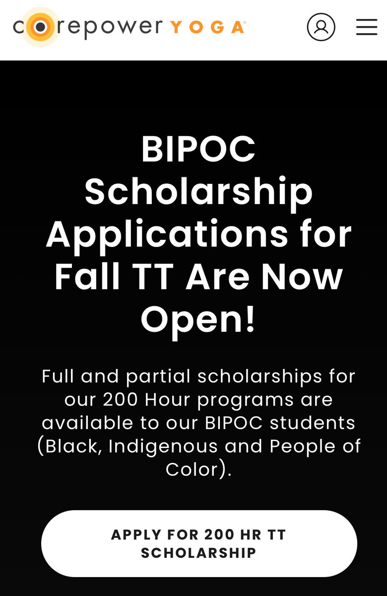 WokeWarRoom's tweet image. CorePower Yoga (the nation’s largest yoga chain) just rolled out teacher training scholarships reserved *only* for “Black, Indigenous, and People of Color.”
Imagine the outrage if they offered a “whites only” grant. Discrimination in any direction is still discrimination!