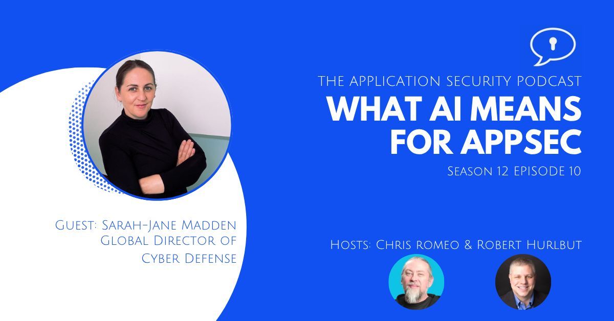 We’re discussing the ever-evolving world of AI in AppSec with our guest, Sarah Jane Madden. We explore the impact of AI on software development and security and how to navigate these dynamic changes. Listen to the episode here:  youtu.be/GsJ8tbcjUuk
