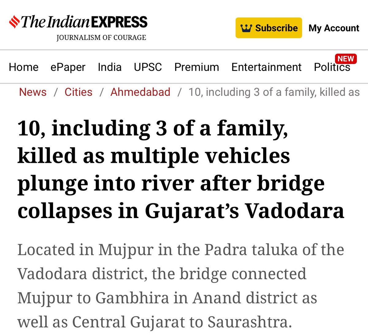 Bridge &amp; road  maintenance, Gujarat Govt budget 2024

 ₹24,400 crore 

Union Government’s 2025–26 budget for road and bridge

🚦Road Transport &amp; Highways 

₹2.87 lakh crore (₹2,87,333 crore) allocated to the Ministry of Road Transport &amp; Highways

Don't you see corruption?🥲