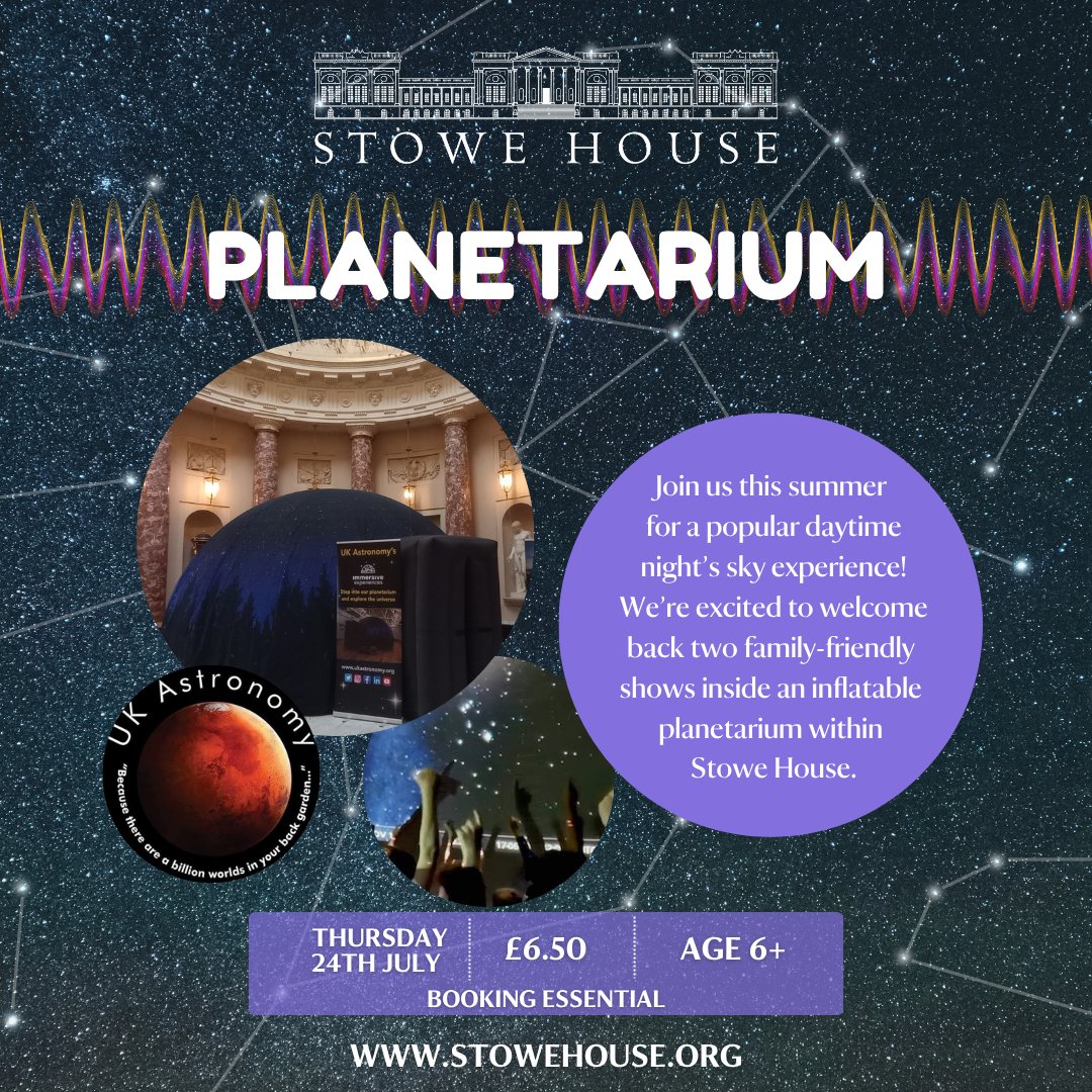 Stowe House (@stowehouse) on Twitter photo 🚀 Our popular inflatable planetarium is back for one day only – 24 July!
🎬 Two shows inc. We Are Aliens, narrated by Rupert Grint and
👨👩👧👦 Family fun for ages 6+
🎟️ £6.50 – booking essential
👉 Book now: bit.ly/Planetarium25
<a href="/UK_Astro/">UK Astronomy</a> 🚀 Our popular inflatable planetarium is back for one day only – 24 July!
🎬 Two shows inc. We Are Aliens, narrated by Rupert Grint and
👨👩👧👦 Family fun for ages 6+
🎟️ £6.50 – booking essential
👉 Book now: bit.ly/Planetarium25
<a href="/UK_Astro/">UK Astronomy</a>
