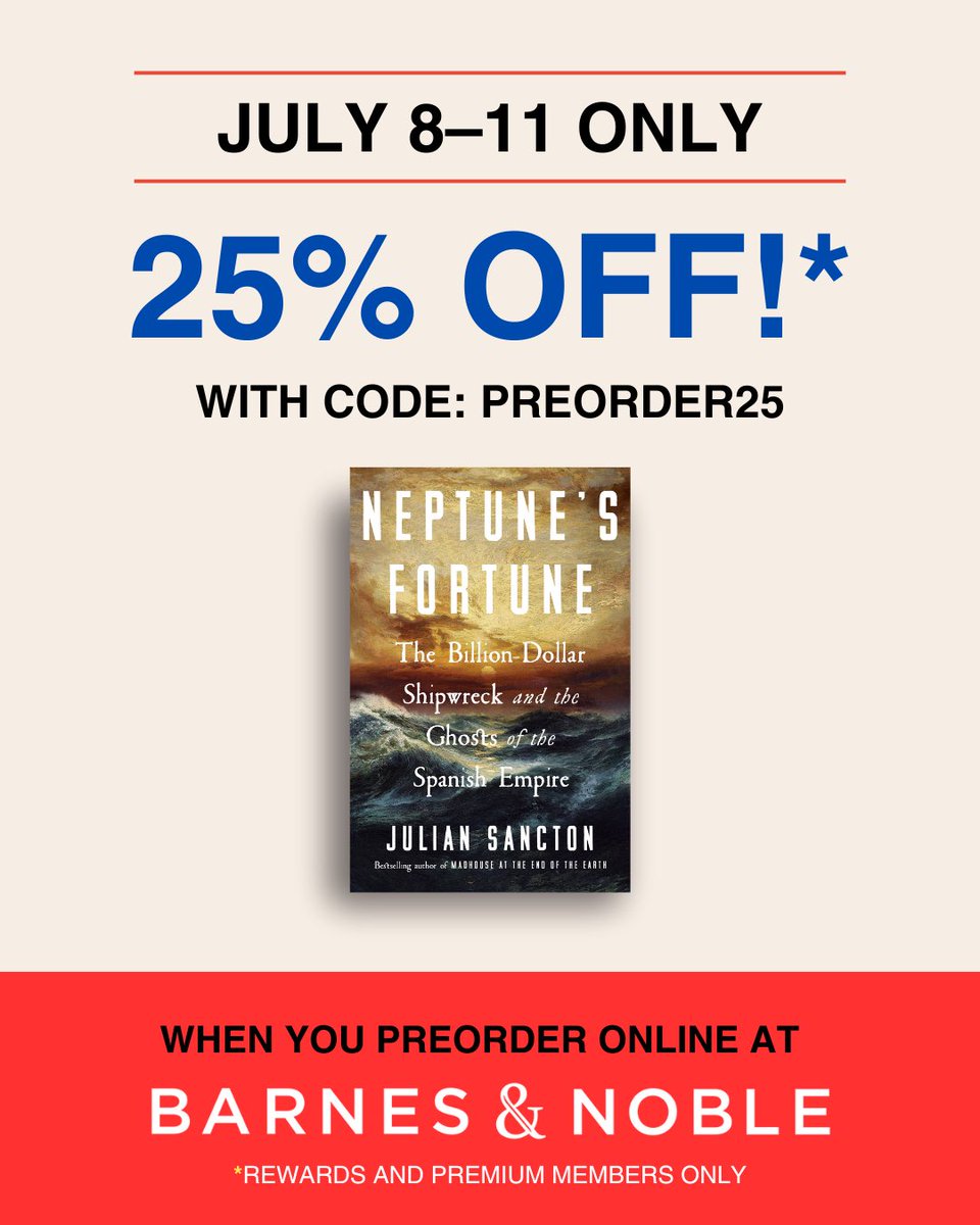 Julian Sancton (@jsancton) on Twitter photo My new book, NEPTUNE’S FORTUNE, about the search for the Holy Grail of Shipwrecks, comes out in January. 100% Human-written! And 25% off if you pre-order on Barnes & Noble <a href="/BNBuzz/">Barnes & Noble</a> by 7/11. My new book, NEPTUNE’S FORTUNE, about the search for the Holy Grail of Shipwrecks, comes out in January. 100% Human-written! And 25% off if you pre-order on Barnes & Noble <a href="/BNBuzz/">Barnes & Noble</a> by 7/11.