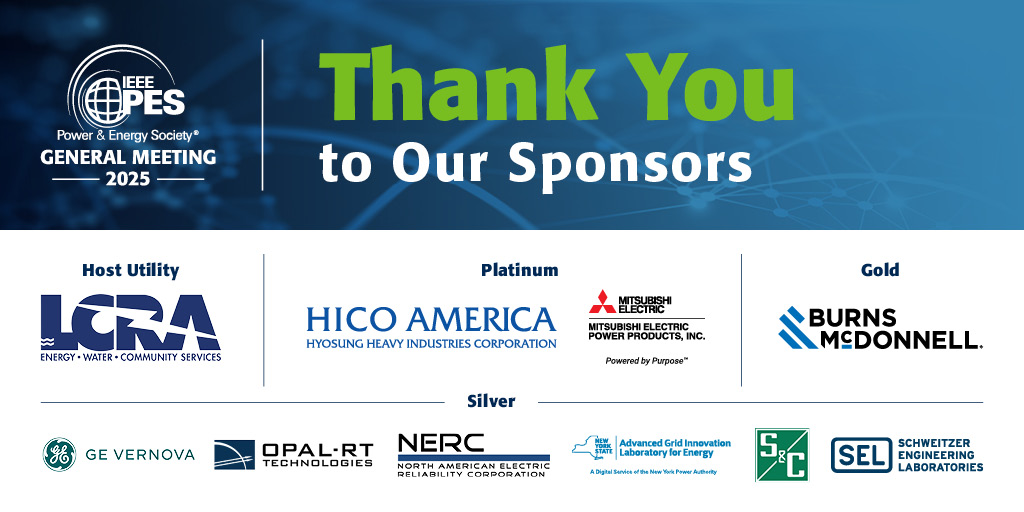 🤝Thank you to all of the 2025 IEEE PES GM Supporters!   

We encourage you to learn more about these leading organizations across the power and energy industry and their contributions.

🔗Learn more here: pes-gm.org/2025-austin/sp…