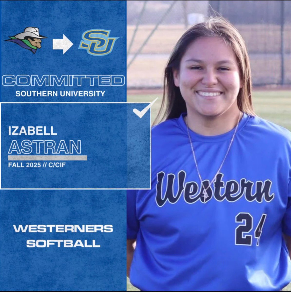 We want to congratulate Izzy Astran for continuing her academic and athletic career at Southern University for the fall of 2025! Thank you Izzy for all your hard work and dedication! You will truly be missed!🤠 #BBSG