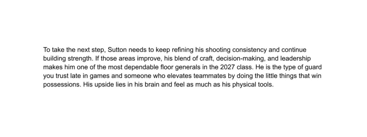 SwishStrategies (@swishstrategies) on Twitter photo Tyler Sutton was one of the most polished guards at Pangos. Vocal, poised, and unselfish — 7.5 AST to 2.5 TO, ran the show like a vet. Full eval below.
Scout: Michael Hayon (<a href="/michaelhayon/">Mike Hayon</a>)
<a href="/KaelenSBrown/">KB</a>
<a href="/swishstrategies/">SwishStrategies</a> #PangosAllAmerican #SwishStrategies #TylerSutton Tyler Sutton was one of the most polished guards at Pangos. Vocal, poised, and unselfish — 7.5 AST to 2.5 TO, ran the show like a vet. Full eval below.
Scout: Michael Hayon (<a href="/michaelhayon/">Mike Hayon</a>)
<a href="/KaelenSBrown/">KB</a>
<a href="/swishstrategies/">SwishStrategies</a> #PangosAllAmerican #SwishStrategies #TylerSutton
