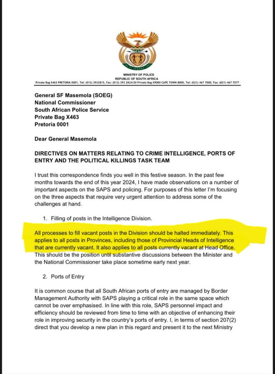 MDNnewss's tweet photo. This is the letter in which Minister Senzo Mchunu ordered the closure of the Political Killings Task Team. https://t.co/CgJXCsMX7f