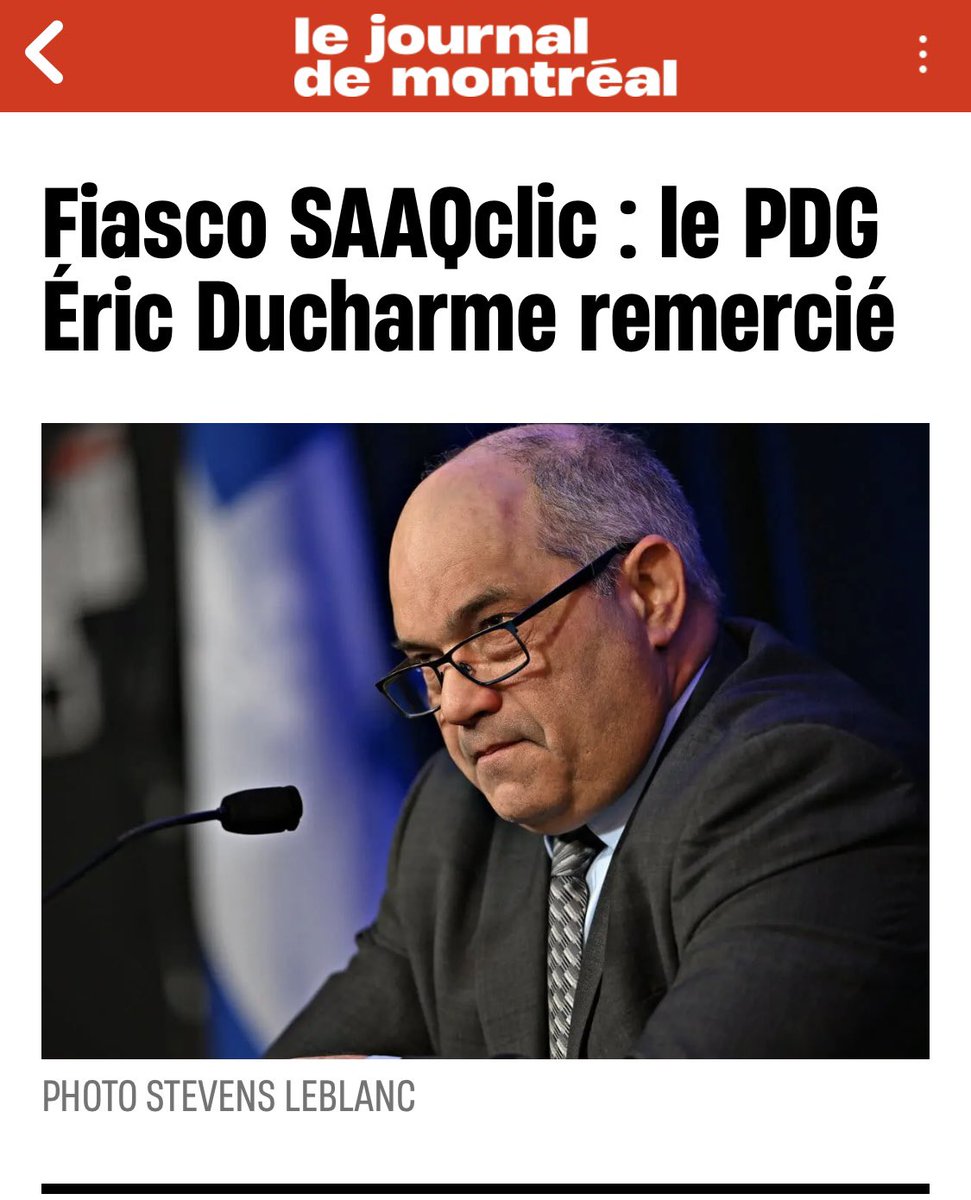 monsefderraji's tweet image. 🔥 🔥 Fiasco SAAQclic : le PDG Éric Ducharme remercié.
Après le départ forcé de Denis Marsolais, c’est maintenant Éric Ducharme qui est écarté.
La SAAQ traverse une véritable tempête.
Rien ne va plus.
#AssNat
journaldequebec.com/2025/07/09/fia…