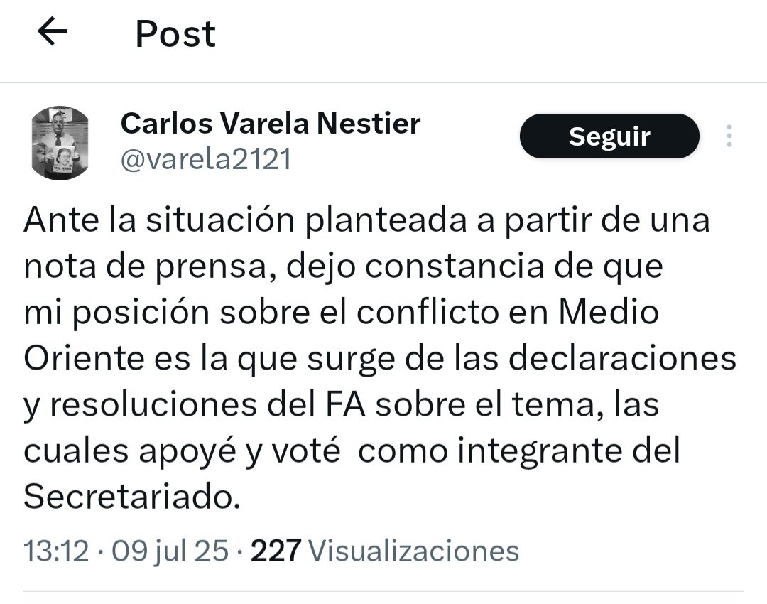 OPetinatti's tweet photo. UN DIA, el diputado del FA, Carlos Varela DICE LO QUE PIENSA que "no tiene nada que cuestionarle a Israel..." y que "lamenta el antisemitismo..." y al OTRO DIA le HACEN DECIR publicamente lo que NO PIENSA. #ActitudFA #PensamientoUnico https://t.co/FgqQEPFZo7