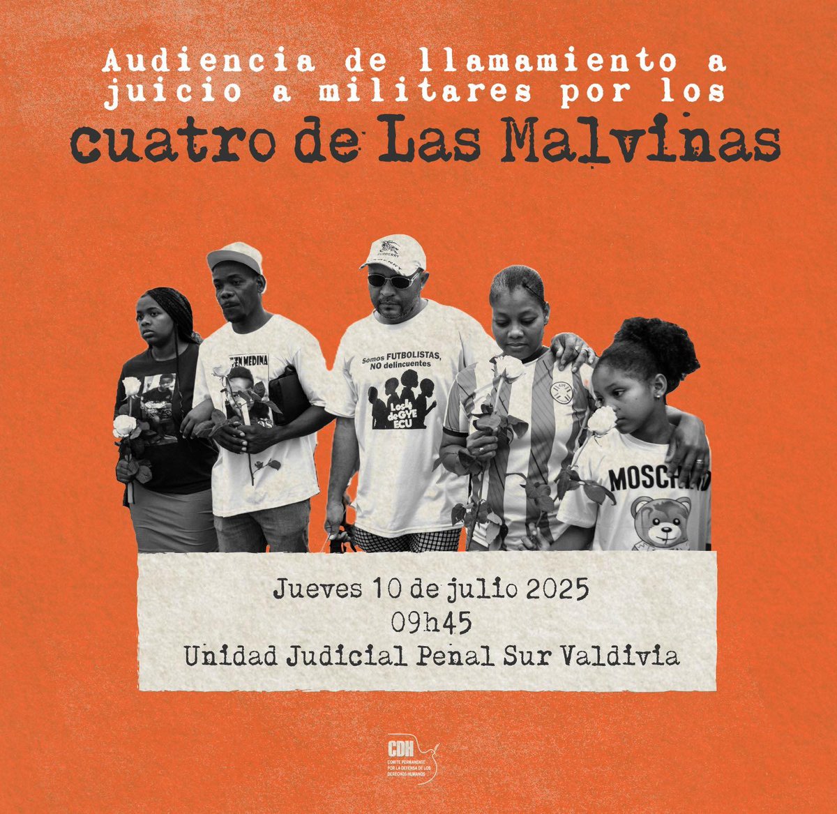 📣 Este jueves 10 de julio a las 9h45 en la Unidad Judicial Sur – Valdivia se desarrollará la audiencia preparatoria y evaluatoria de juicio contra 17 militares acusados por la desaparición forzada en el caso #LosCuatroDeLasMalvinas en Guayaquil, el 8 de diciembre de 2024.

🙌