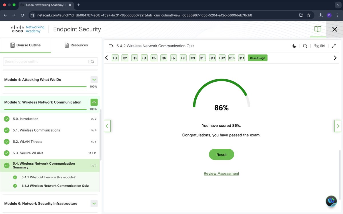 _emecon_'s tweet image. I concluded Module 5 of Endpoint Security where I learnt about WLAN threats and how to secure WLANs.
I was able to troubleshoot a wireless connection issue and restored connectivity to the devices. 

#CyberSecurity #EndpointSecurity #Networking