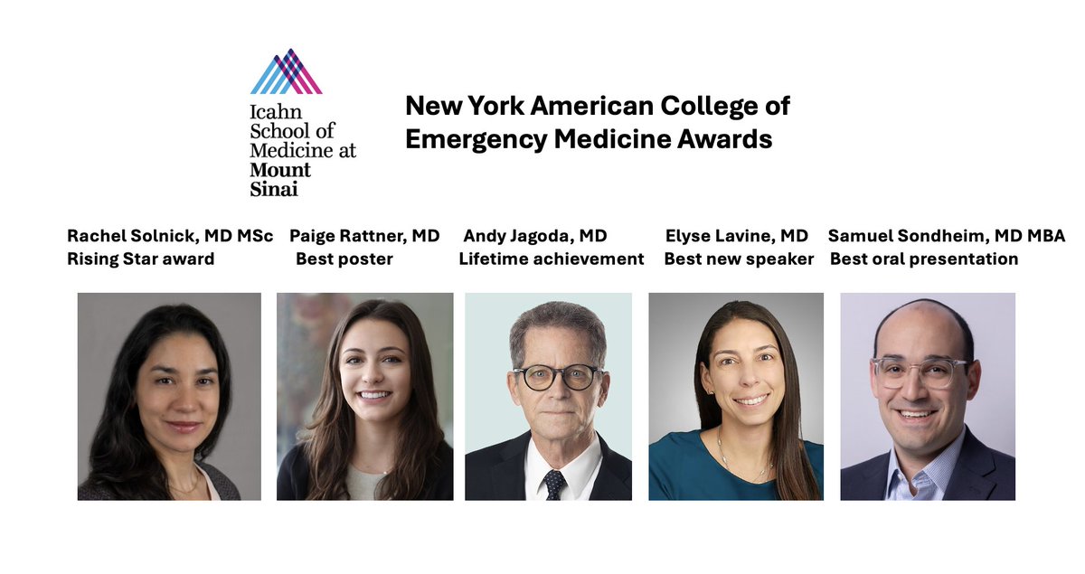 BenjaminAbella's tweet image. Amazing work at @NYACEP for @MountSinaiEM - 5 awards for our team members this week - so proud of our academic output and educational efforts at Mount Sinai Emergency Medicine!
#emergencymedicine #mountsinai