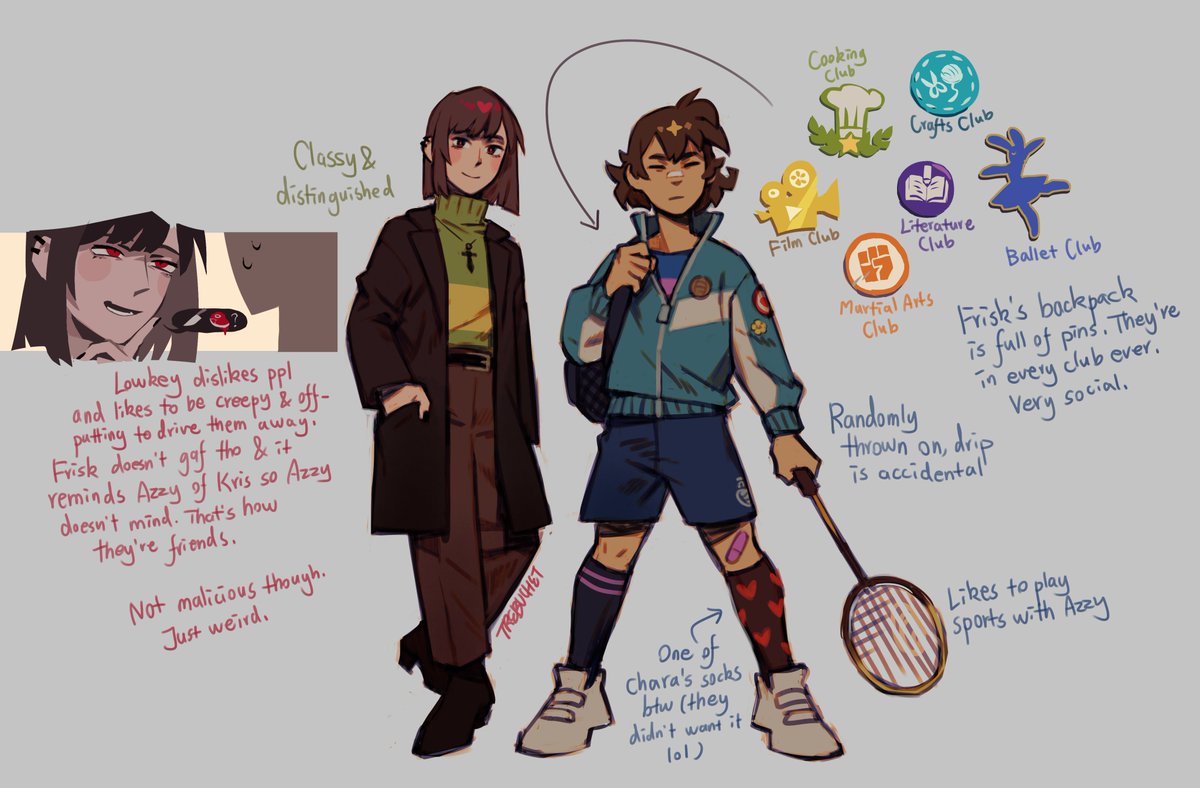 people seemed to really like my designs for chara and frisk as asriels college buddies so I made a fuller reference!

- deltarune