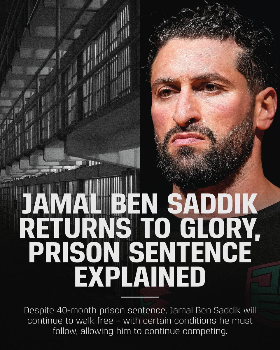 Beyond_Kick's tweet image. Jamal Ben Saddik’s 40-month prison sentence (20 months effective) won’t be carried out entirely behind bars; instead, he must comply with certain conditions such as electronic monitoring and regular check-ins, allowing him to continue competing.

#GLORYKickboxing