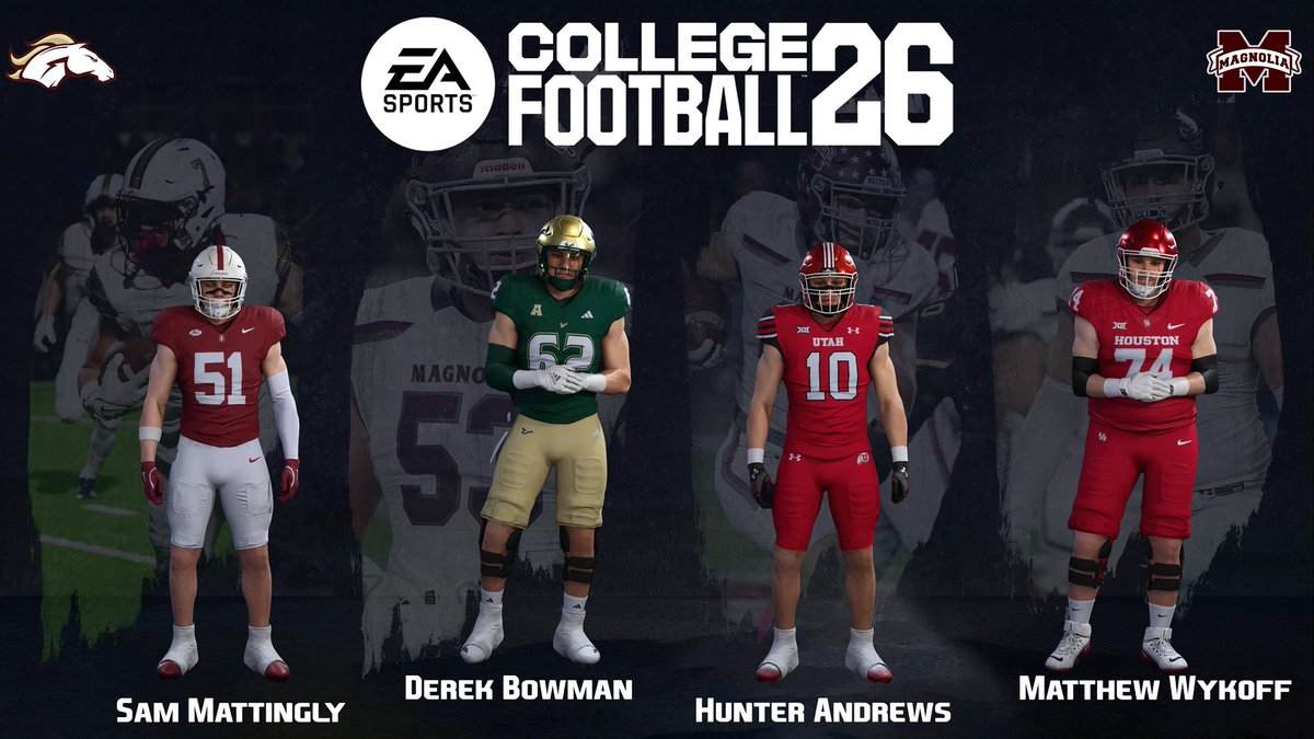 <a href="/DogFootball/">Magnolia Bulldogs Football</a> &amp; <a href="/MagWestFootball/">Mustang Football</a> are “In The Game”!  Sam Mattingly, Derek Bowman, Hunter Andrews and Matthew Wykoff are representing MISD in EA Sports’ latest version of College Football 26! Good luck this season!
<a href="/sammattingly7_/">Sam Mattingly</a> <a href="/DerekBowman71/">Derek Bowman</a> <a href="/hunterandrews27/">Hunter Andrews</a> <a href="/WykoffMatthew/">Matthew Wykoff</a>