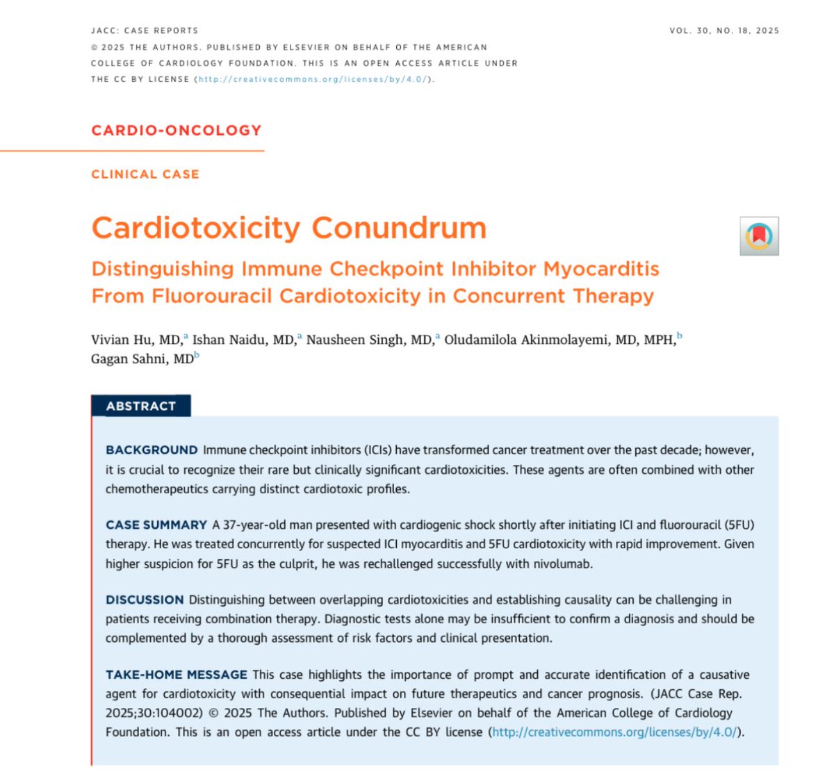 Dami Akinmolayemi, MD, MPH (@dakinmolayemi) on Twitter photo Big congrats to Vivian Hu, now a first-year fellow <a href="/MSHCardsCT/">Mount Sinai Cardiology - Clinical Track</a>, for leading this great Case Report in <a href="/JACCJournals/">JACC Journals</a>! Highlights stellar care in the CICU for a patient with cardiogenic shock in the context of both ICI + 5-FU therapy — complex and expertly managed. 👏📄🫀 Big congrats to Vivian Hu, now a first-year fellow <a href="/MSHCardsCT/">Mount Sinai Cardiology - Clinical Track</a>, for leading this great Case Report in <a href="/JACCJournals/">JACC Journals</a>! Highlights stellar care in the CICU for a patient with cardiogenic shock in the context of both ICI + 5-FU therapy — complex and expertly managed. 👏📄🫀