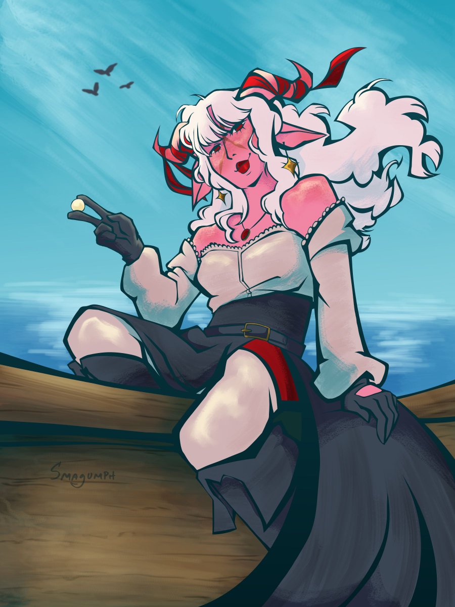 smagumph's tweet photo. ArtFight 2025 -- Lorelei
character by dilucsex 

I'm using artfight as a way to experiment with different rending techniques, brushes, and compositions
This one was really fun! Tho I did get tired after a while and left out some small details -- I've been busy!

#artfight2025 https://t.co/XvxtVpuwfx