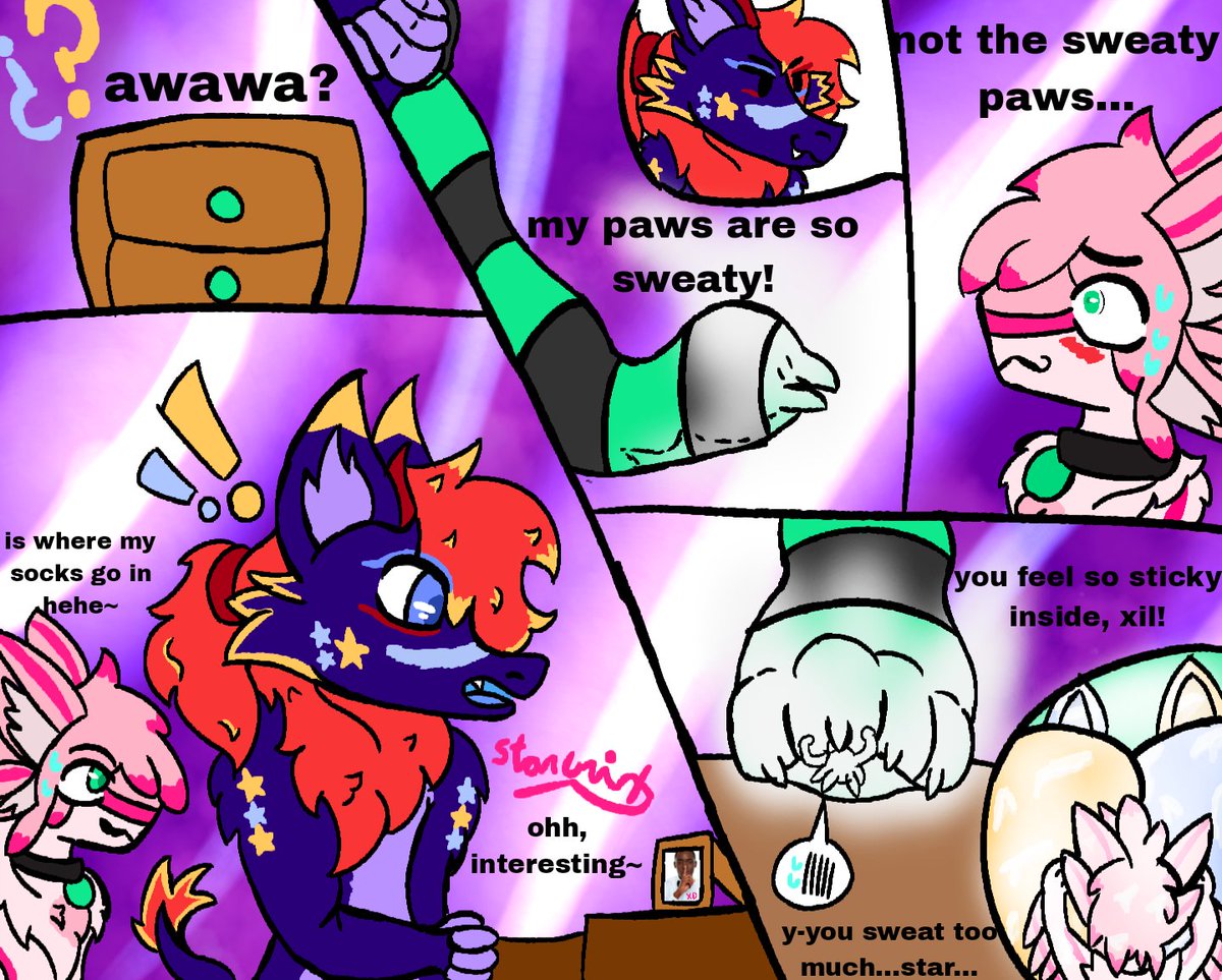 Is well known, that letting star use socks is like a free invitation for the heavy sweat to come in on the party!~

Art with my paw pet <a href="/Xilveria/">Xilveria</a> !
;3