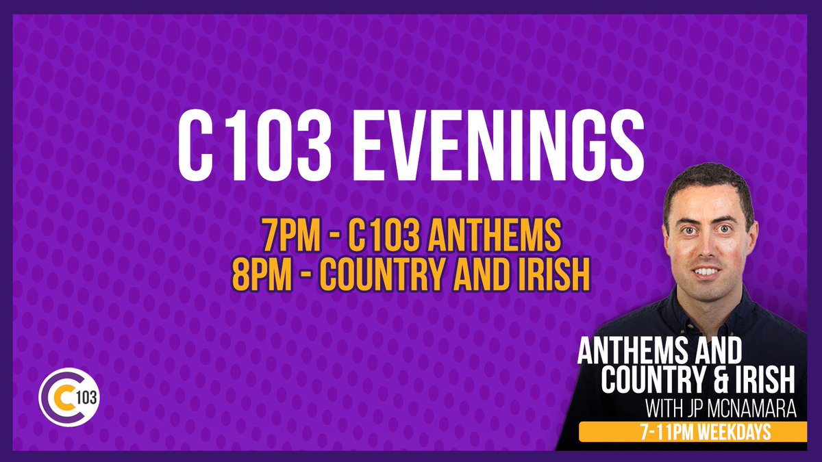 JP_Cork's tweet image. C103 Evenings with Anthems at 7 plus Country & Irish from 8 with music from
@LisaMcHughx @lukebryan @OfficialJackson @ClionaHagan plus more @C103Cork