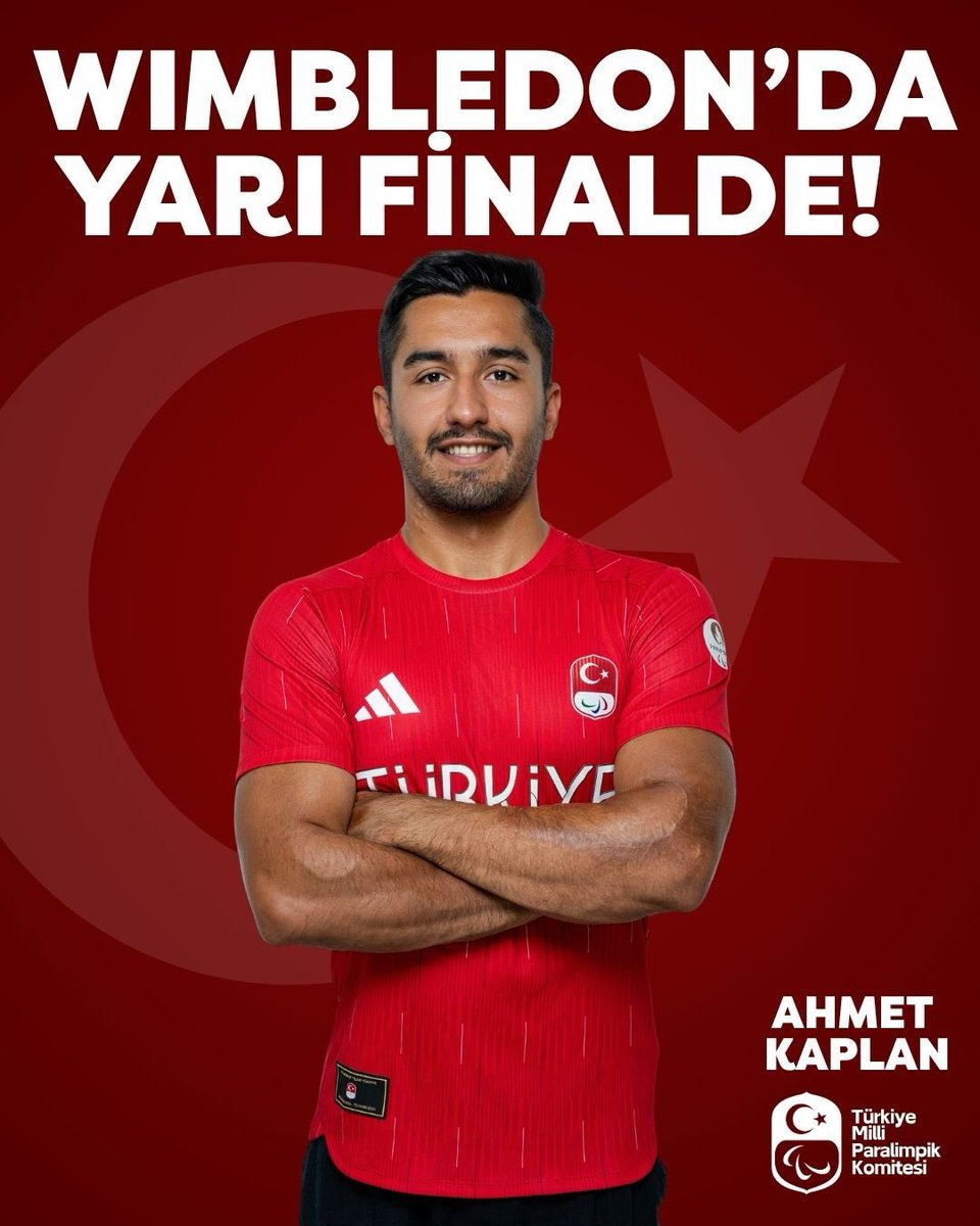 TurkParalimpik's tweet photo. Tarihe geçen bir başarı! 🇹🇷🎾

Milli para tenisçimiz Ahmet Kaplan, Wimbledon’da yarı finale yükselerek Türk spor tarihine adını yazdırdı.

Finale bir adım kaldı, yolun açık olsun! 👏 @TTForgtr https://t.co/dFc6xRMBJT
