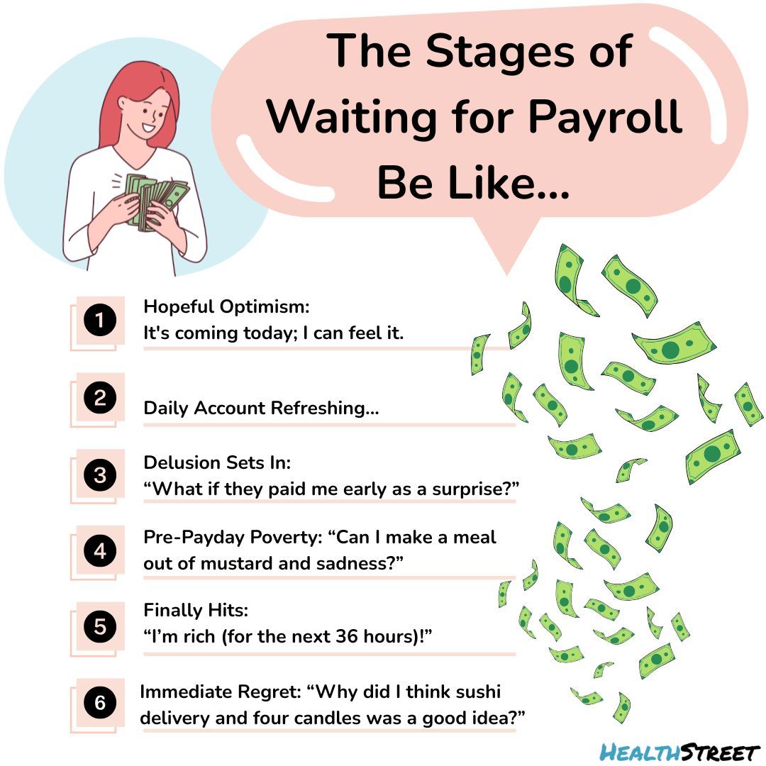 GlassFearless's tweet image. The emotional rollercoaster we all ride every two weeks. 💸

From refreshing your banking app to ballin’ for 24 hours, payroll hits different.

Tag someone stuck in Stage 4 👀

#PaydayFeels #HRHumor #RelatableWork #GLASSapp