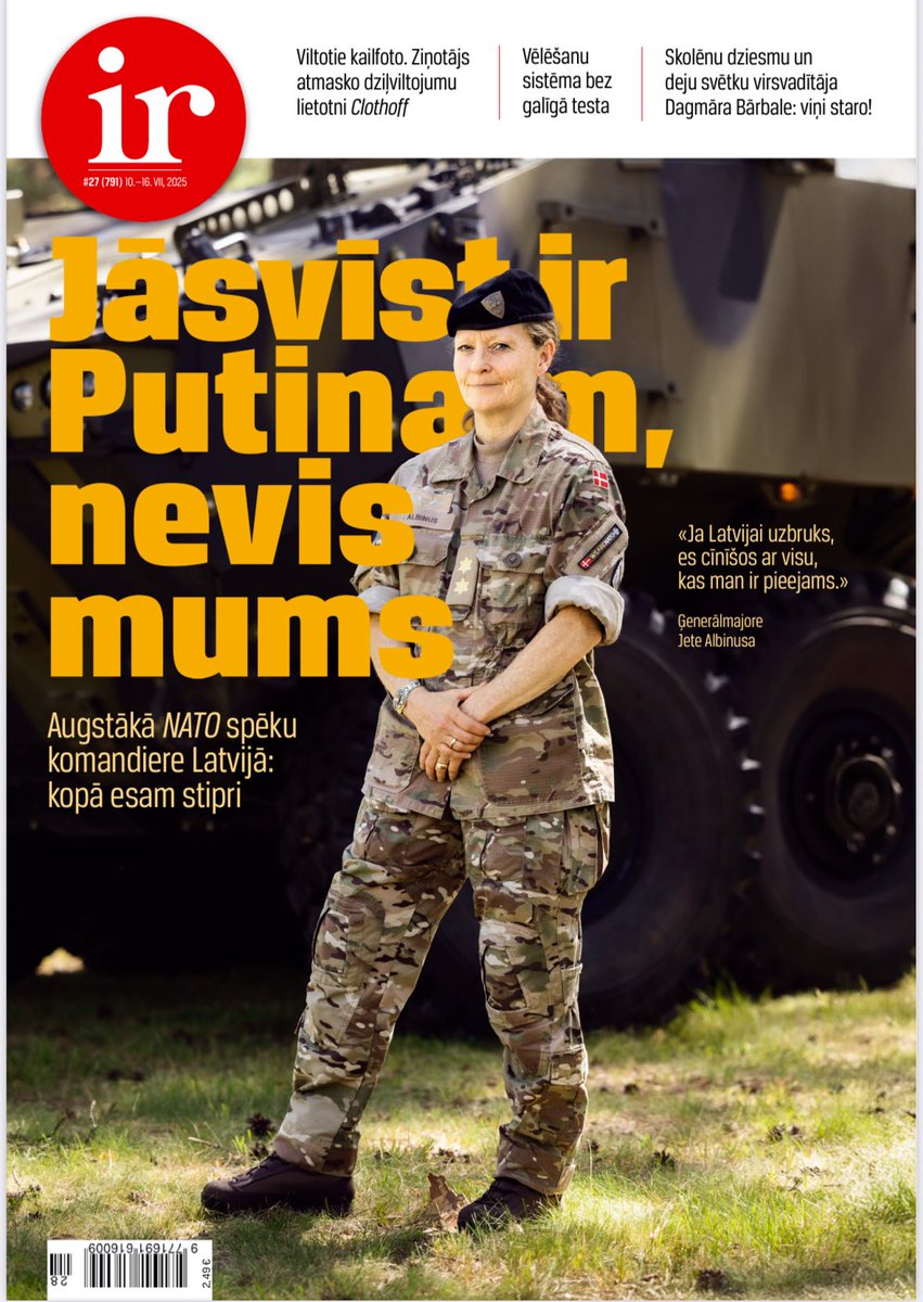 NellijaL's tweet photo. IR intervē NATO spēku augstāko komandieri, kas pastāvīgi bāzēta Latvijā. Jete Albinusa saka cieti: “Man ir jautāts, vai ticu, ka NATO spēs iedarbināt 5. pantu. Man ir vienalga. Ja Latvijai uzbruks, es sūtīšu cīņā visus spēkus, un pēc tam viņi var kaut vai likt mani cietumā.” https://t.co/BnZXRnxGkj