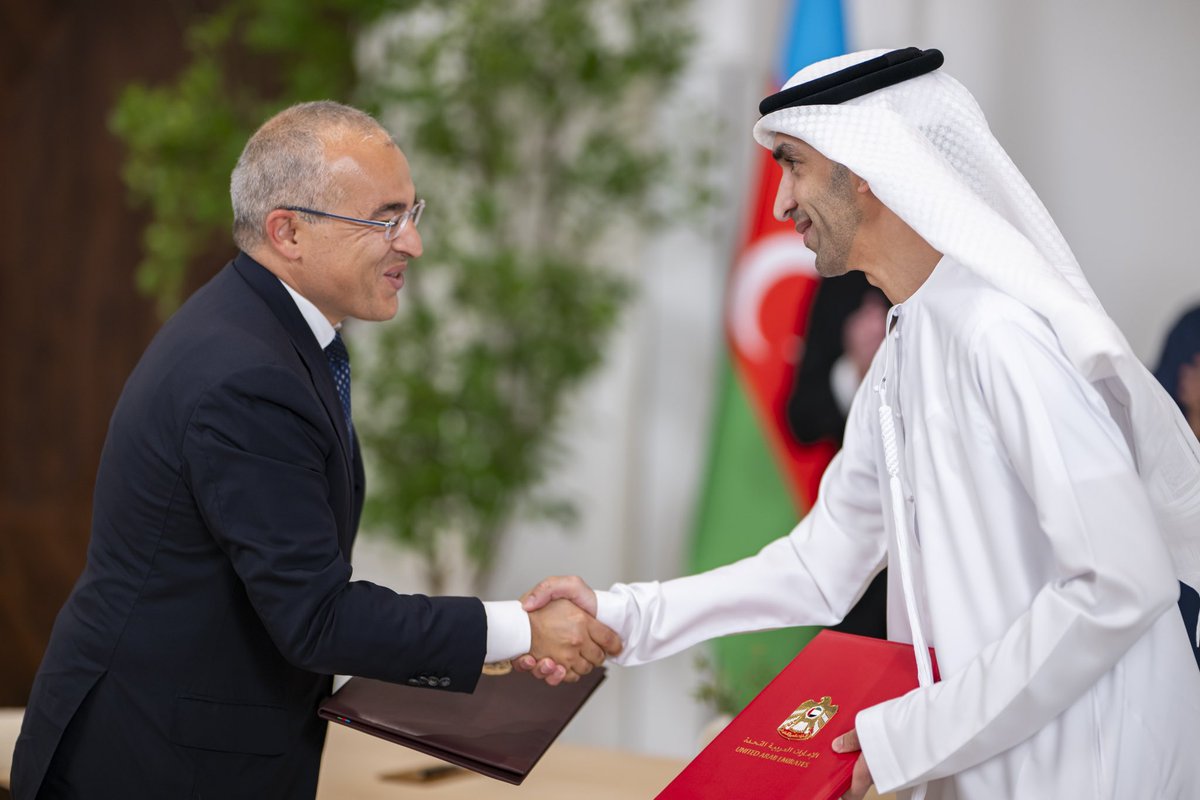 شهدت وفخامة الرئيس إلهام علييف، في أبوظبي، مراسم توقيع اتفاقية الشراكة الاقتصادية الشاملة بين الإمارات وأذربيجان، والتي تستهدف تحقيق تطور نوعي في علاقاتنا الاقتصادية ودعم التنمية المستدامة للبلدين، وتنطلق من نهج إماراتي متواصل لبناء الشراكات التنموية التي تعزز الرخاء والازدهار