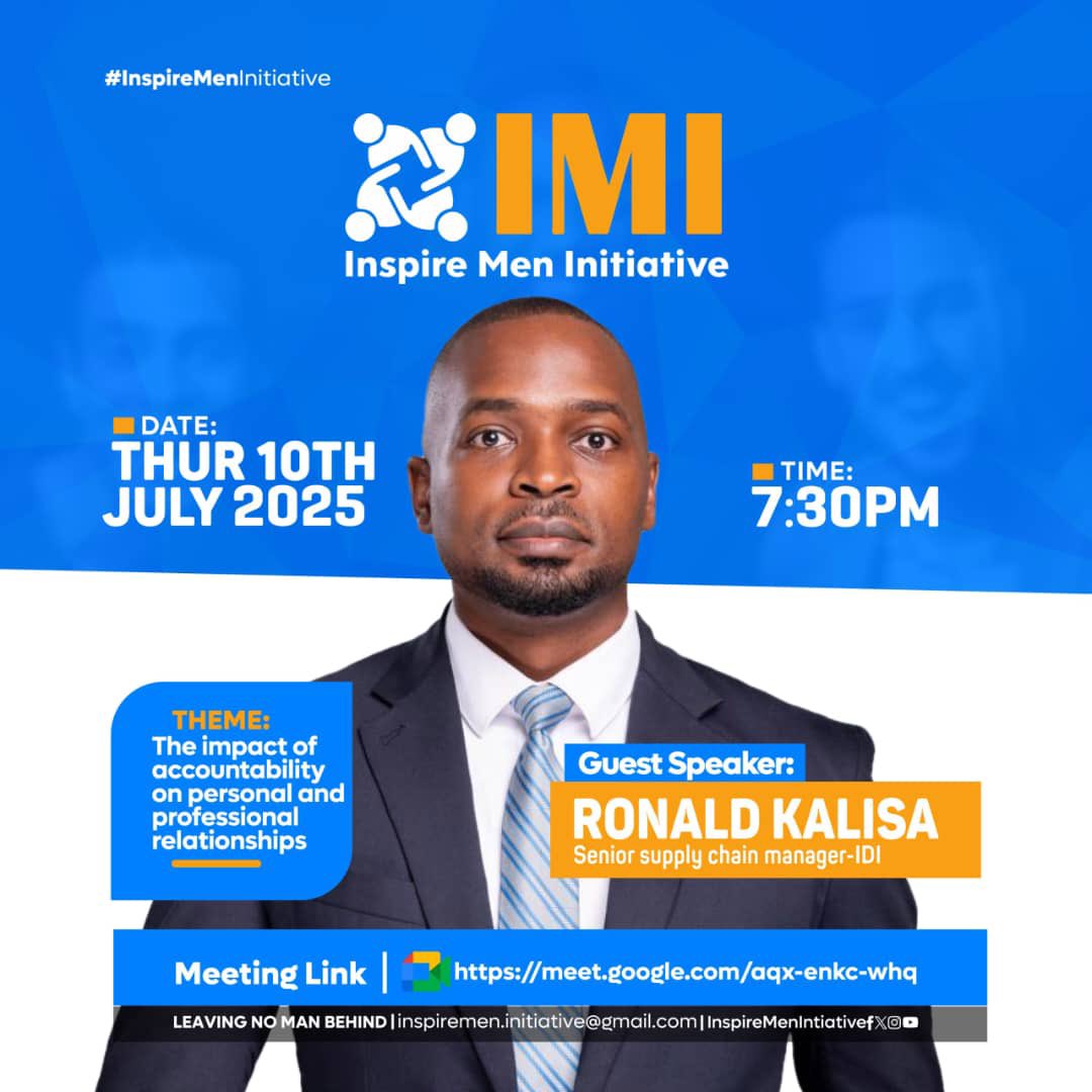 Join us for an inspiring evening with Ronald Kalisa, Senior Supply Chain Manager at IDI, as he talks about the impact of accountability on personal and professional relationships. 
Date: July 10th, 2025 
Time: 7:30 PM 
Link: meet.google.com/aqx-enkc-whq #InspireMenInitiative