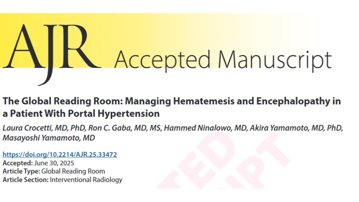 arosenkrantzmd's tweet image. New @AJR_Radiology:
"The Global Reading Room: Managing Hematemesis and Encephalopathy in a Patient With Portal Hypertension"
By Drs Crocetti, Gaba, Ninalowo, Yamamoto, & Yamamoto @Unipisa @UIC_Radiology @irdocnigeria @OsakaMetUniv #TeikyoU
ajronline.org/doi/10.2214/AJ…