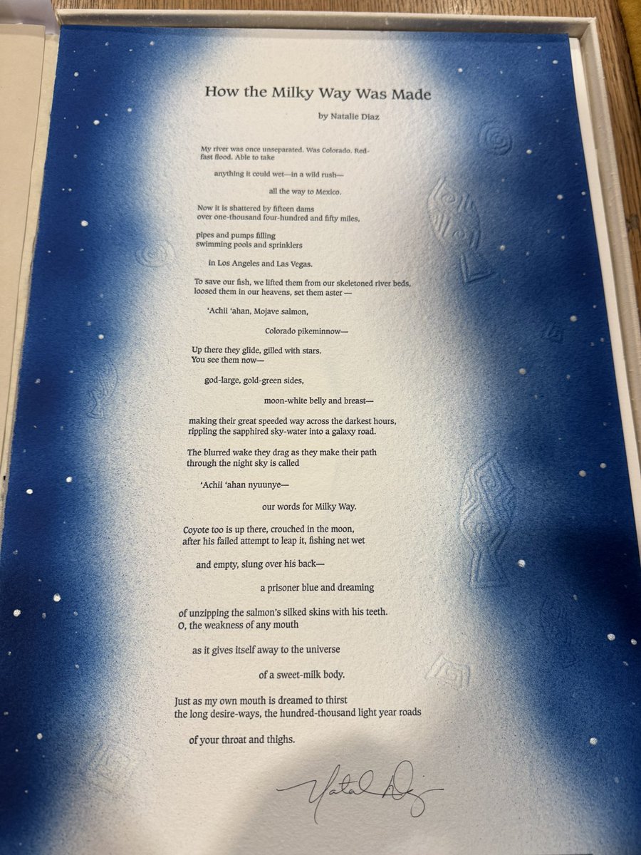 lightumbreIla's tweet image. Natalie Diaz ~
Just as my own mouth is dreamed to thirst / the long desire-ways, the hundred-thousand light year roads / of your throat and thighs.