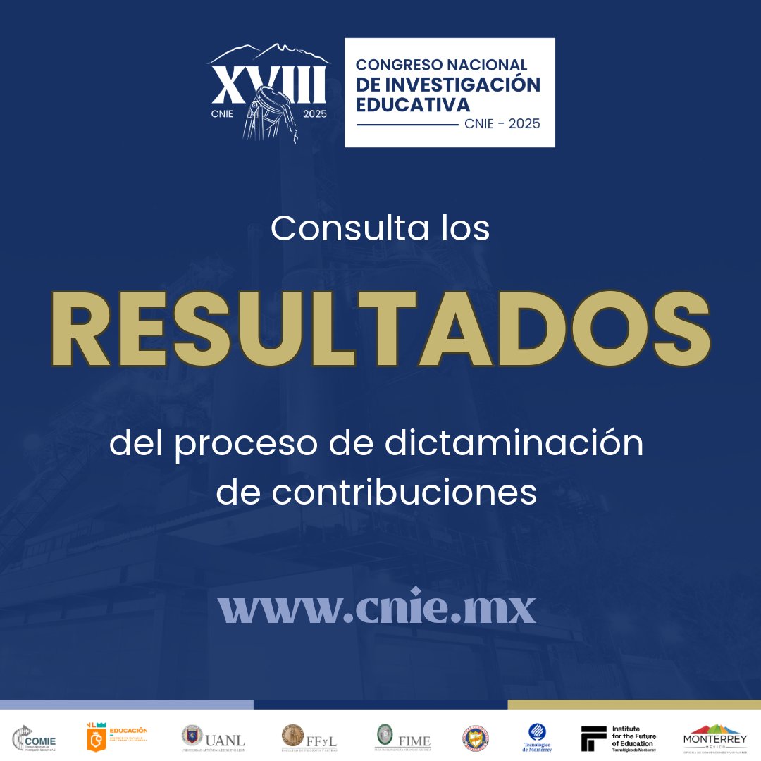 #RumboAMonterrey | 📢 ¡Ya están disponibles los resultados del #XVIIICNIE y del #VIIIENEPE!
Consulta aquí si tu contribución fue aceptada, recuerda tener a la mano tu número de contribución:
 🔗cnie.mx/2025/sigecic/x…
¡Esperamos saludarte en Monterrey!