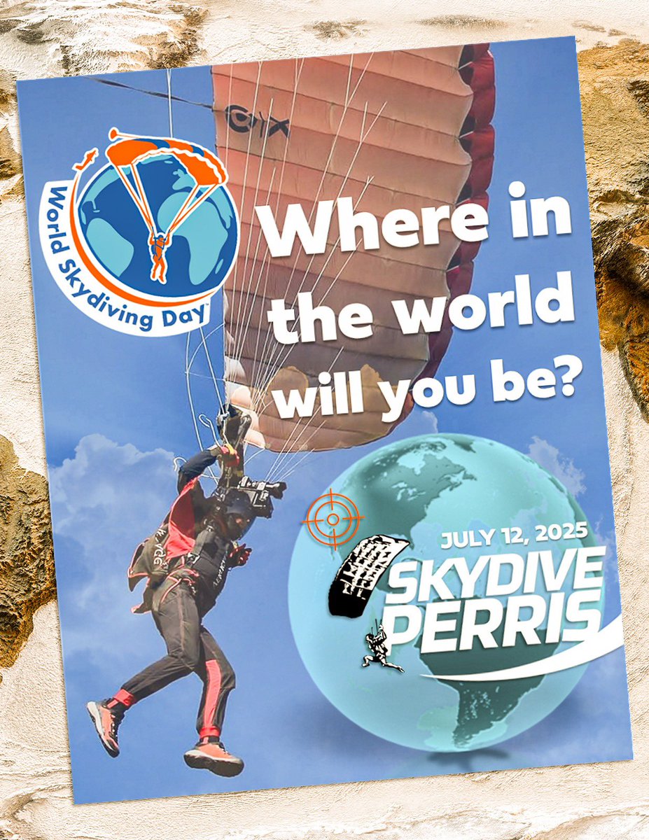Skydive Perris (@skydiveperris) on Twitter photo 30,351 jumps in one day last year. This time?
We’re aiming higher.
Let’s make skydiving history together! 
World Skydiving Day | July 12, 2025 🌎🪂
worldskydivingday.com 30,351 jumps in one day last year. This time?
We’re aiming higher.
Let’s make skydiving history together! 
World Skydiving Day | July 12, 2025 🌎🪂
worldskydivingday.com