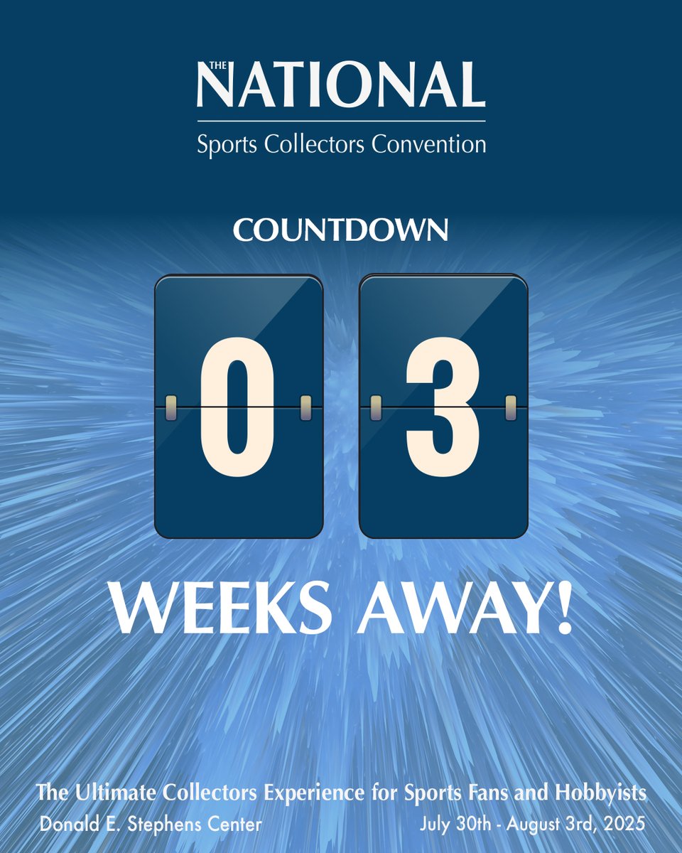🚨We're officially 3 WEEKS AWAY!🚨

The countdown is ON for the world’s LARGEST gathering of collectors, dealers, and fans of sports &amp; entertainment memorabilia! 🏆🔥

Secure your spot now — tickets are going FAST! nsccshow.com/tickets

🗓️ July 30 – August 3, 2025
📍 Donald E.