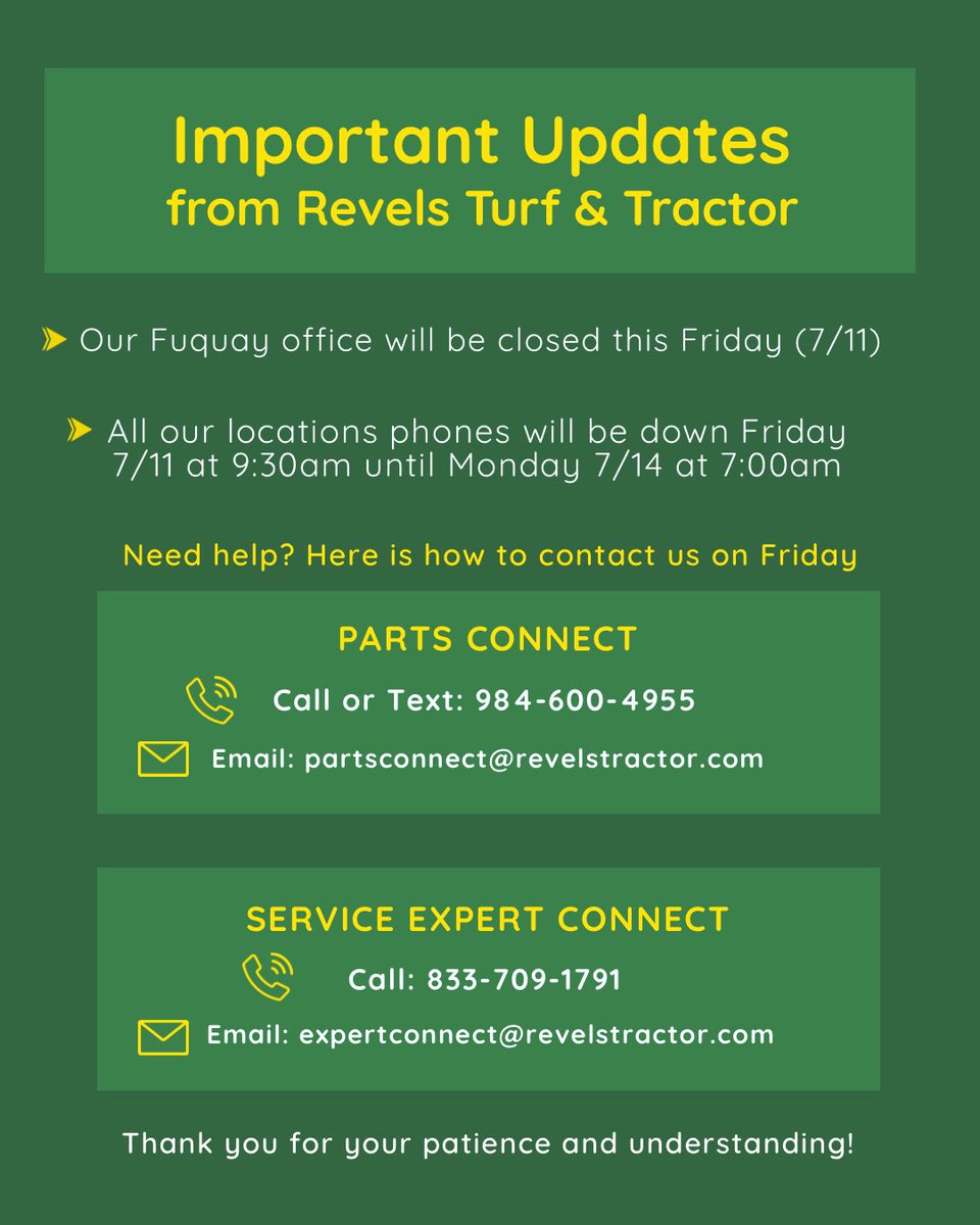 🚜IMPORTANT UPDATES🚜