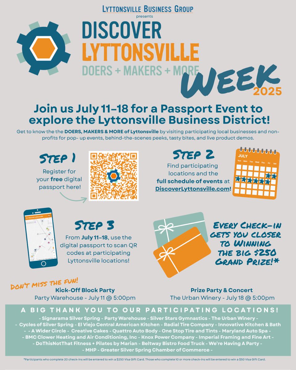 We’re excited to participate in Discover Lyttonsville Week!On July 15, 9:30-11:30 am, we're is hosting Come Chill at the Circle, located at 9159 Brookville Road! We'll have refreshing beverages, snacks and a raffle! To register and to learn more, visit: discoverlyttonsville.com/event/discover…