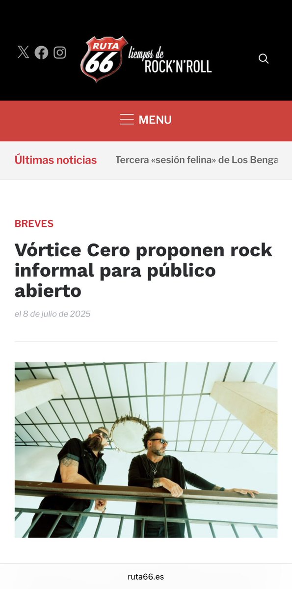 Siguen llegando grandes noticias, nunca mejor dicho, porque <a href="/ruta66mag/">Ruta 66</a> publica la salida de nuestro primer single #instintoanimal Muy agradecidos por ello, seguimos sumando, seguimos creciendo!!! <a href="/vortice/">Rodrigo Colinas Sanc</a>.cero_banda @candycarameloproductormusical @allsoundspromo @pantojaandroll