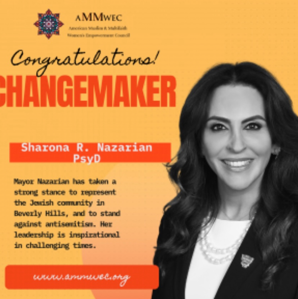 sharona4bh's tweet image. Honored to be recognized by AMMWEC for building unity and leadership across communities.

Thank you @ammwecofficial for selecting me as your honoree.

Together, we uplift women and stand strong against hate.

#Leadership #Changemaker #AMMWEC #Unity #JewishVoice #WomensEmpowerment