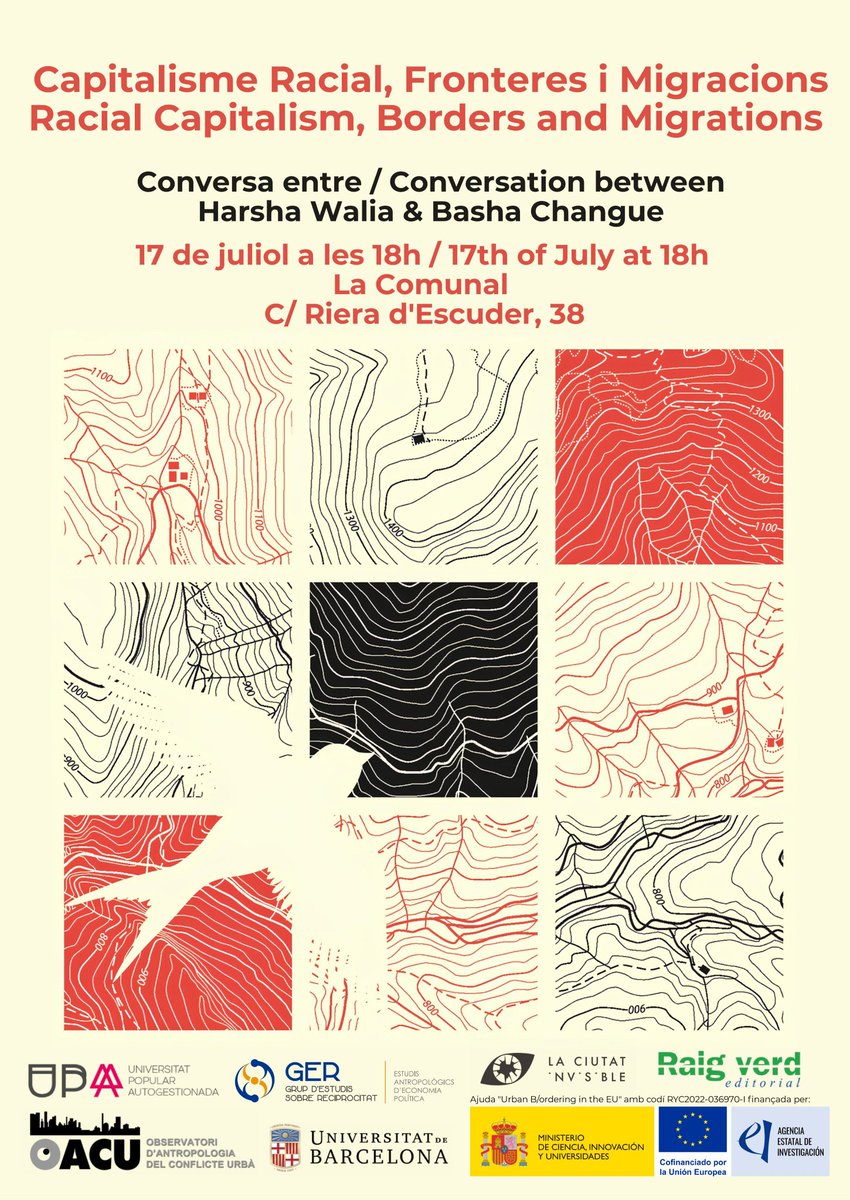 Manifest Llibres (@manifestllibres) on Twitter photo El pròxim dijous 17 de juliol a les 18h a la <a href="/deskomunalcoop/">La Deskomunal</a> de Sants
«Capitalisme racial, fronteres i migracions»
Una conversa conversa entre Harsha Walia i Basha Changue
Us animem a participar! El pròxim dijous 17 de juliol a les 18h a la <a href="/deskomunalcoop/">La Deskomunal</a> de Sants
«Capitalisme racial, fronteres i migracions»
Una conversa conversa entre Harsha Walia i Basha Changue
Us animem a participar!