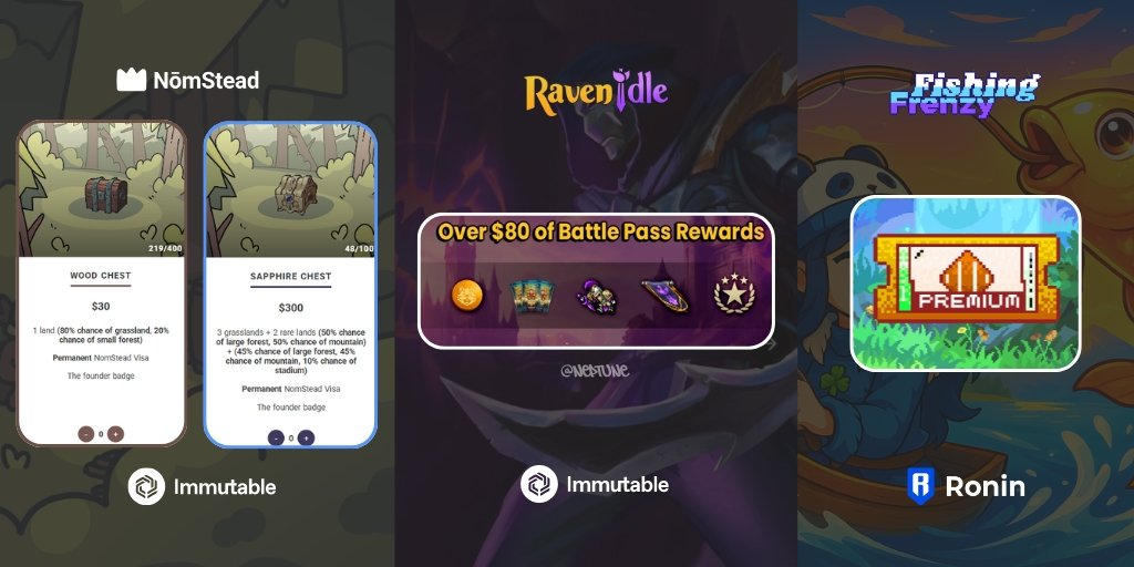 neptune_w3b's tweet photo. 🚨 Major updates across 3 Web3 games:

@NomSteadGame New map + chest party is delayed to July 30 (for a smoother game)

@FishingFrenzyCo BP ends in 6 hours (with new pets + Horizon pts!)

@RavenIdle Season 0 incoming - early BP holders get bonus rewards!

Details below 🧵👇🏻 https://t.co/d7iNa6g8Gg