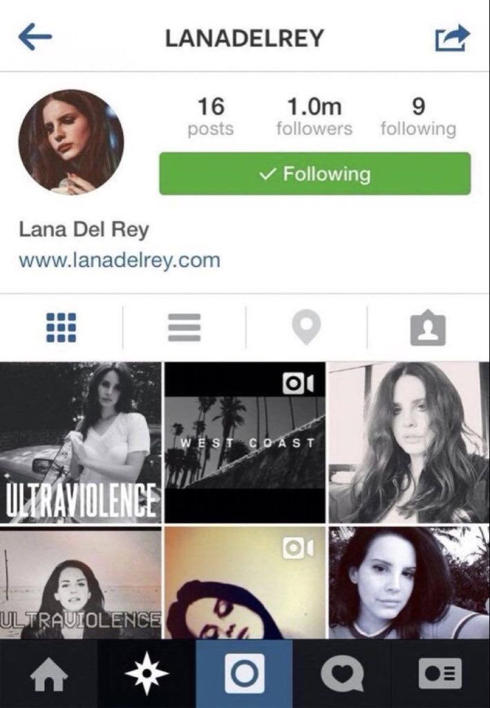 taylanasfavs's tweet image. Lana Del Rey’s Instagram during the ‘Ultraviolence’ era 🖤