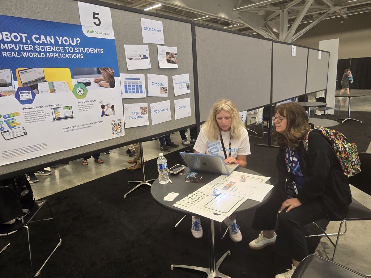 <a href="/CSTAPBCBroward/">CSTA PBC/Broward</a> member <a href="/Busyspider23/">Mari</a> learning about iRobot. Ask her about it at our our #CSTA2025 meet-up at 2 pm tomorrow in room 14! 😁