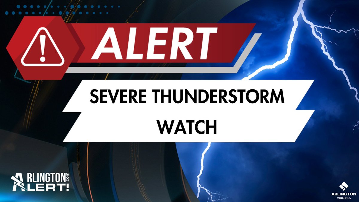 Severe Thunderstorm Watch: Arlington County is under a Severe Thunderstorm Watch today, July 9, from now until 10 PM. Weather conditions exist where storms can &amp; may easily develop. Get ahead of the severe weather &amp; be prepared: arlingtonva.us/beprepared.